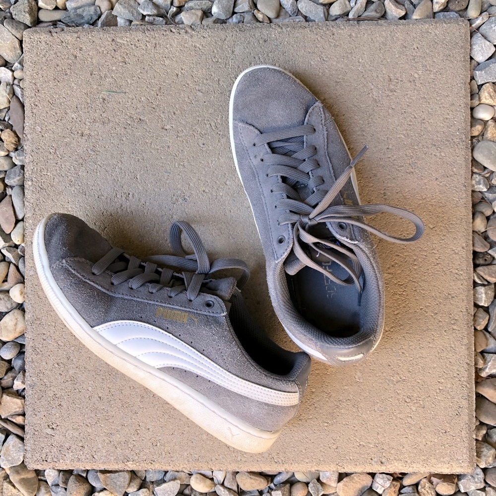 Grey suede puma sneakers
